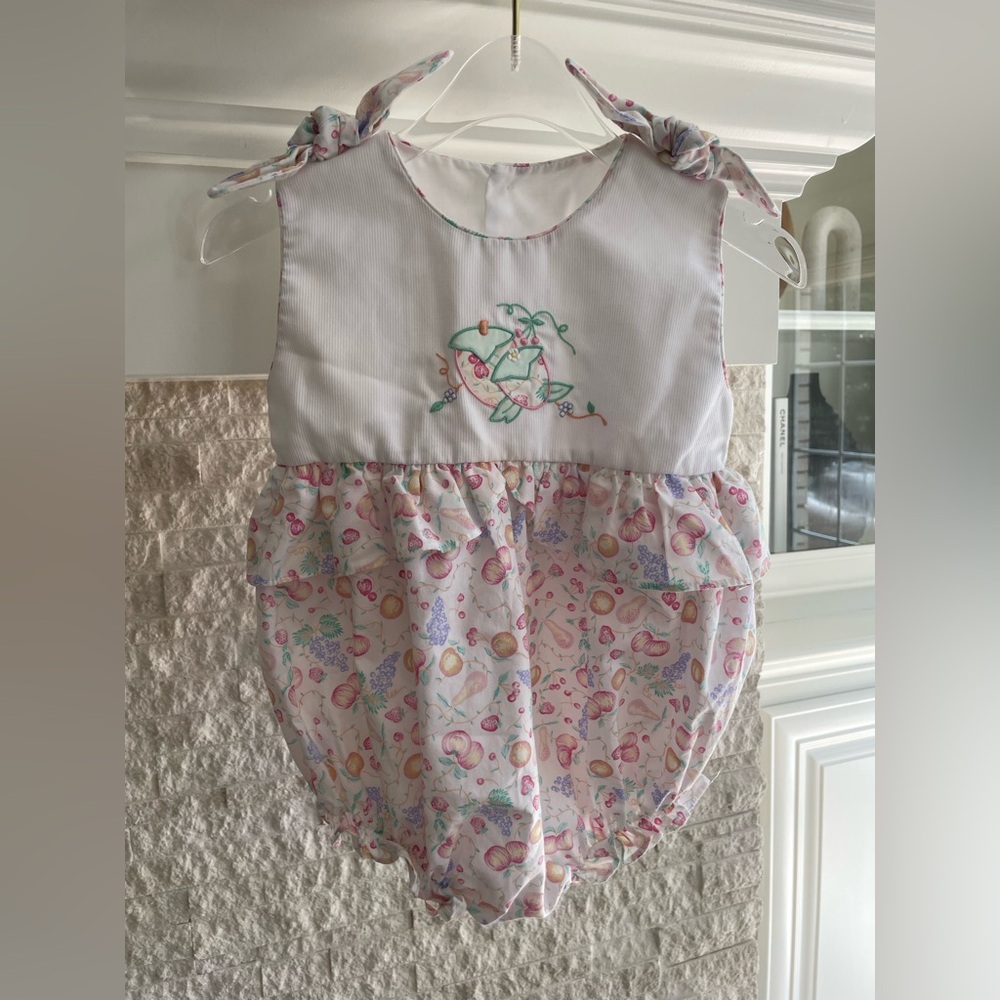 Petit Ami Baby Girl Sleeveless Romper One Piece Outfit Size 12 Months Ruffle Bow